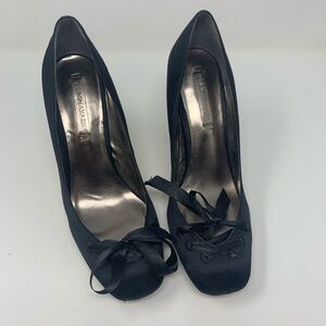 BCBGMaxAzria Black Satin Heels
